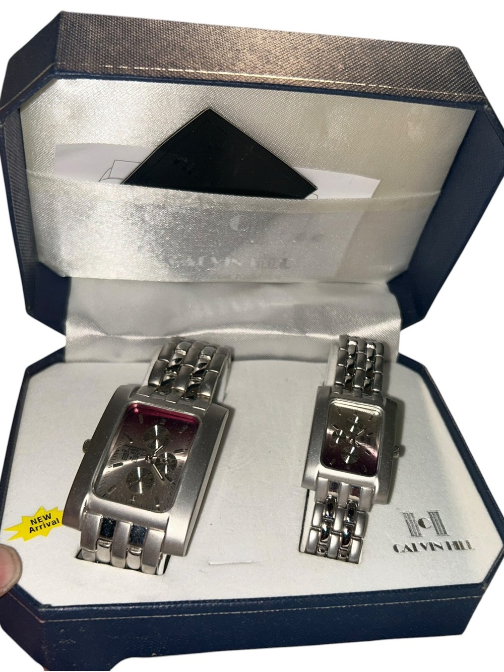 Calvin hill Stainless Steel Silver Tone Women's Watch - Rectangular Dial
